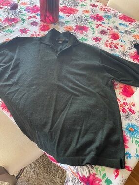 Banana Republic Dark Green Knit Polo Sweater